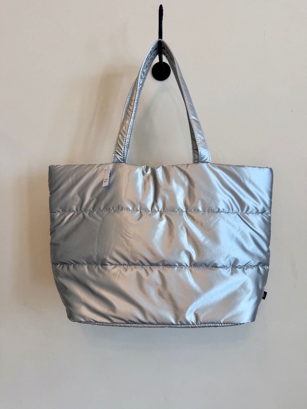 NWT HUGE Gap Metallic Large Puffer Tote Bag in Silver